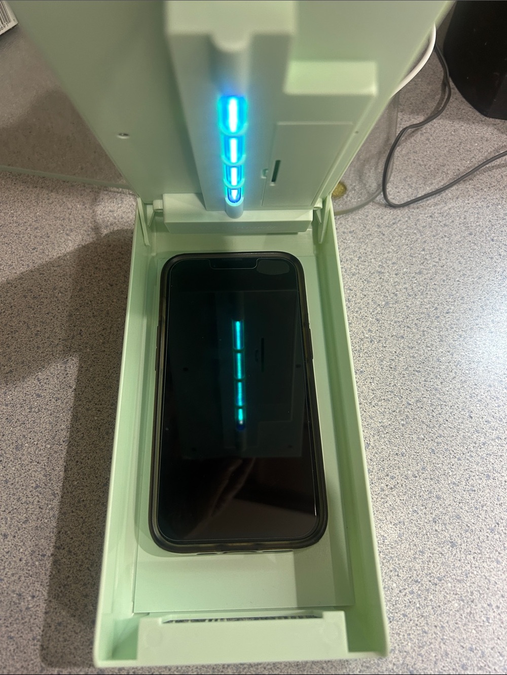 Mint Green UV Phone Sanitizer with One-Touch Operation